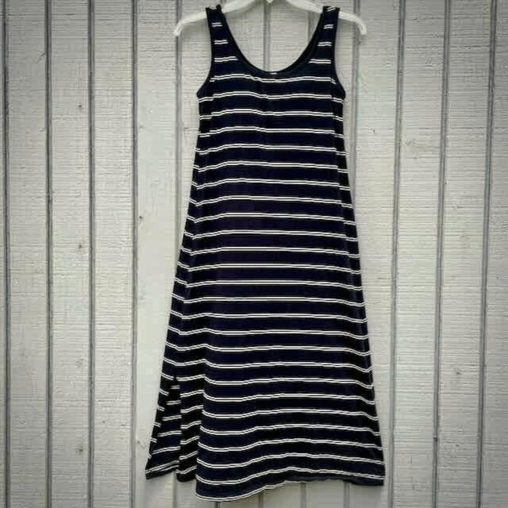 midi dress built in bra border stripe no sleeve black dress